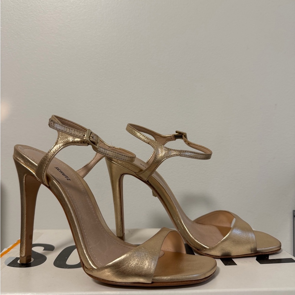 SCHUTZ Metallic Gold Heels